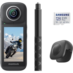 Mentech PanoX V3 Waterproof 8K 360 Action Camera, 12K 360 Photo, 5 Seconds Transmission, in-Camera Editing, Invisible Selfie Stick Effect, Stabilization, Built-in GPS, 3.0" Touchscreen